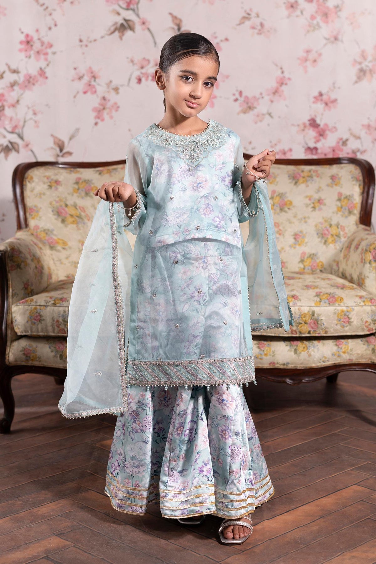 3 Piece Embroidered Organza