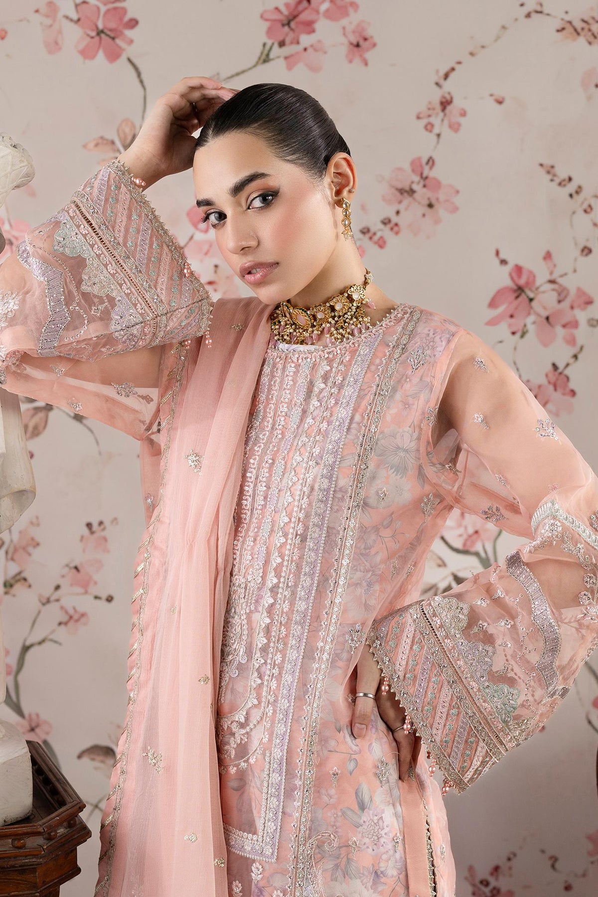 3 Piece Embroidered Organza