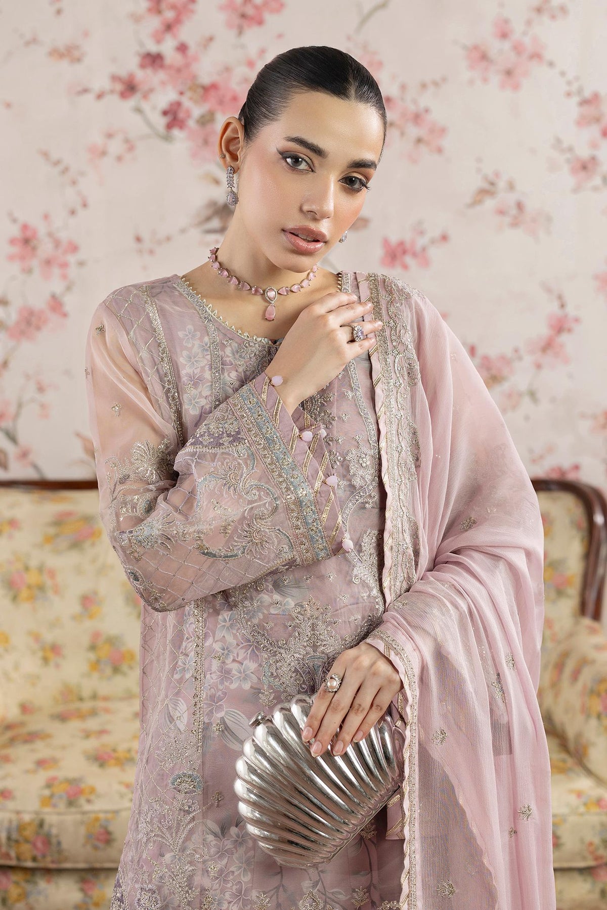 3 Piece Embroidered Organza