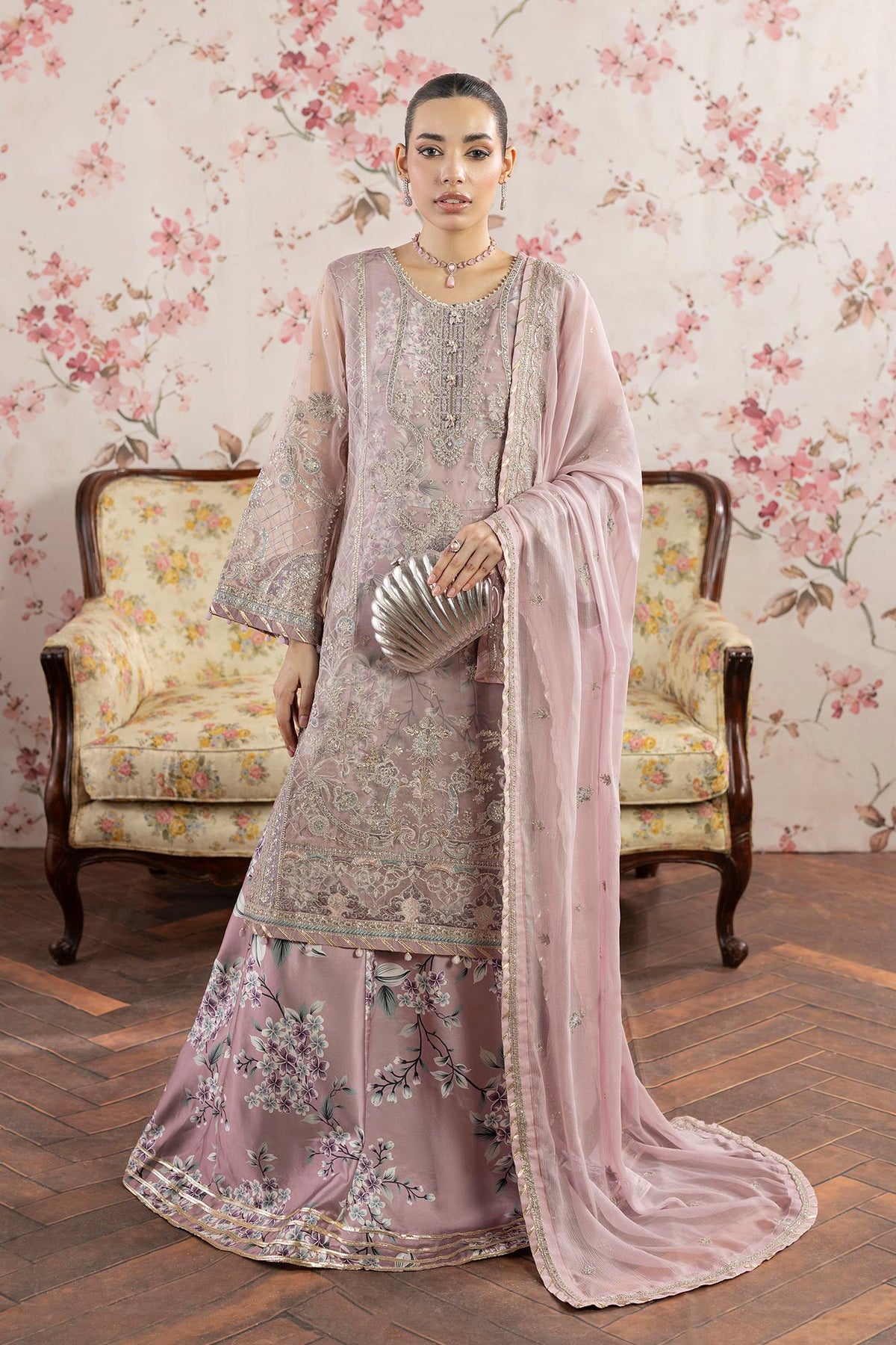 3 Piece Embroidered Organza