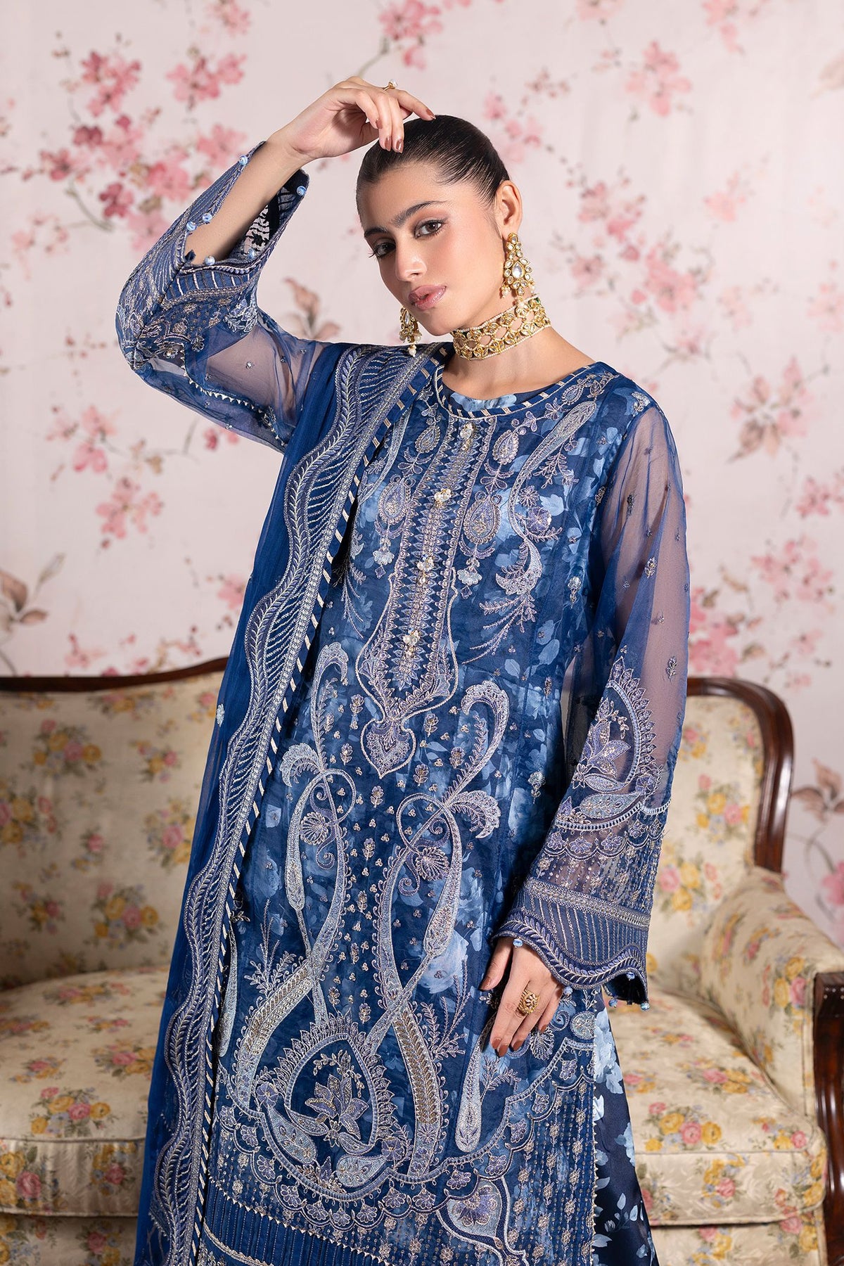 3 Piece Embroidered Organza