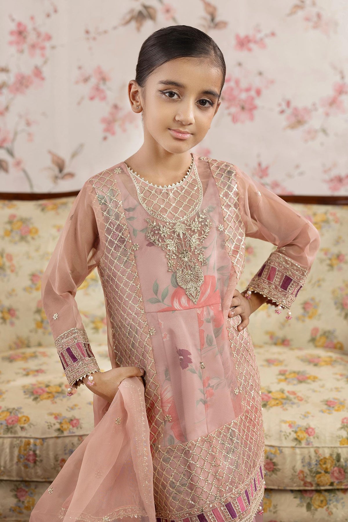 3 Piece Embroidered Organza