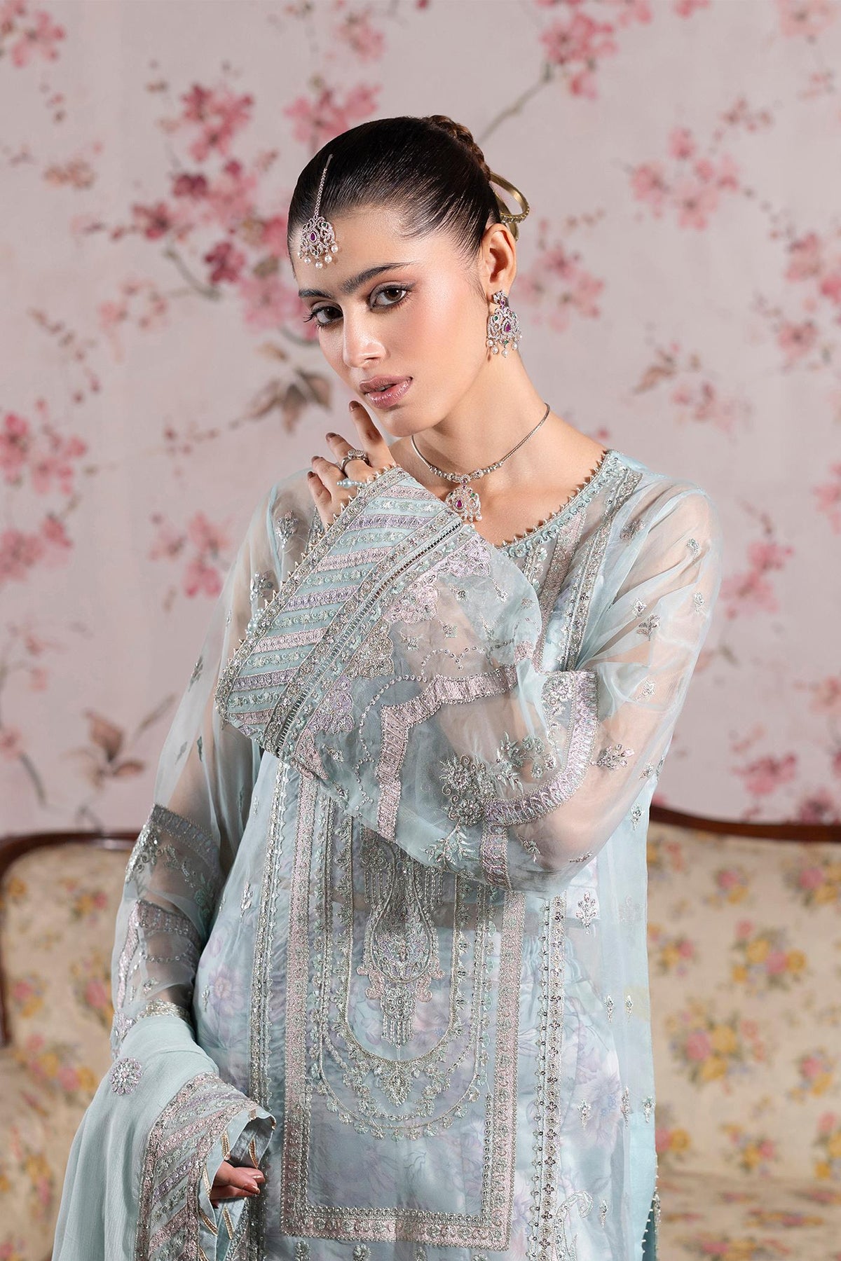 3 Piece Embroidered Organza