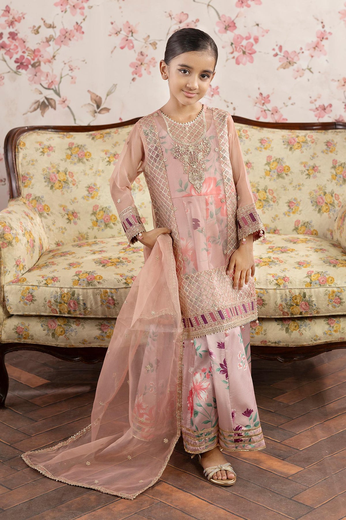 3 Piece Embroidered Organza