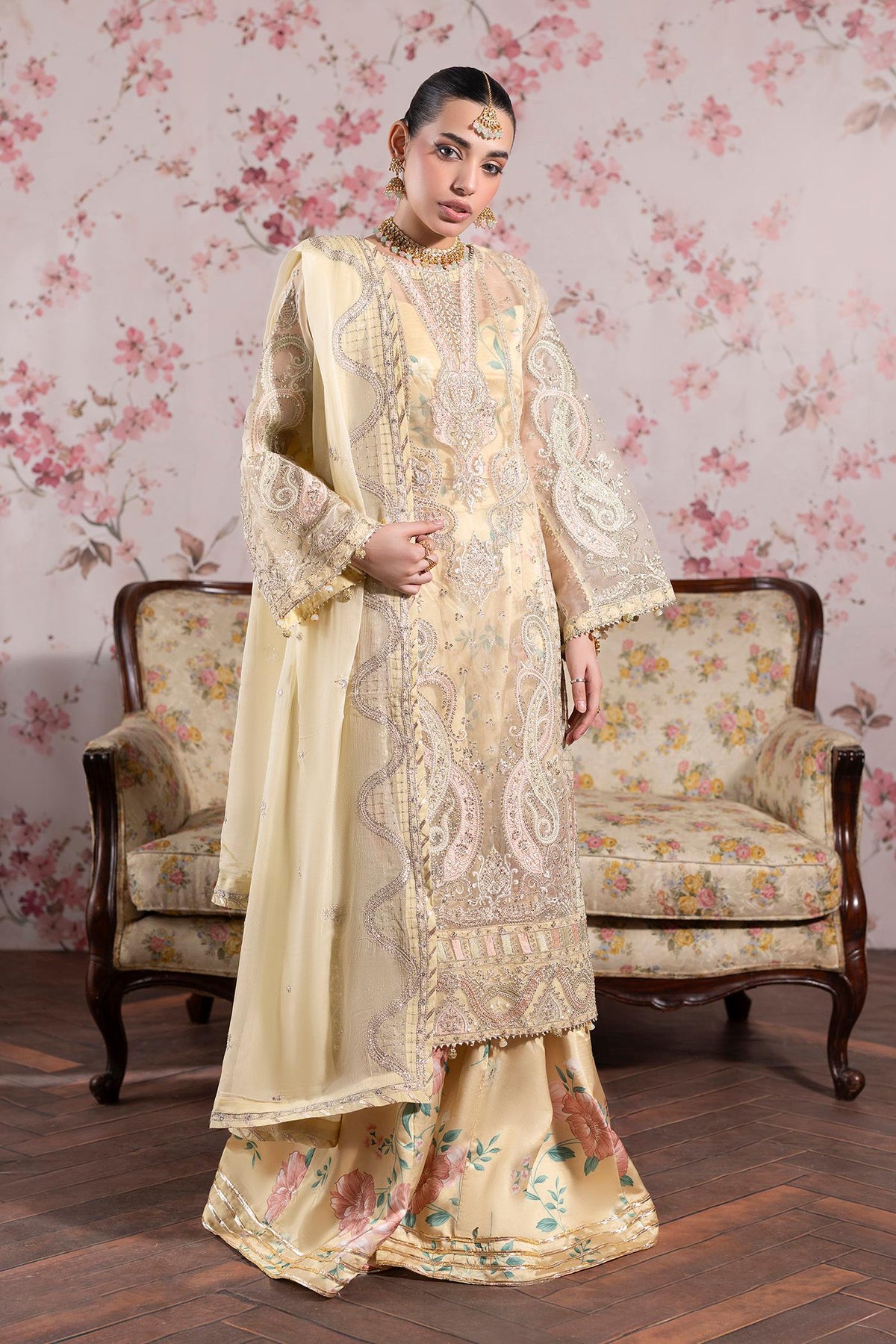 3 Piece Embroidered Organza