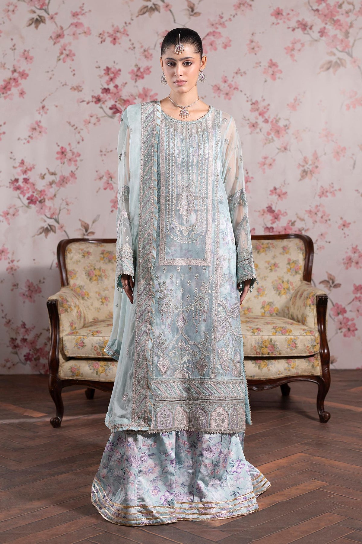 3 Piece Embroidered Organza