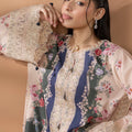 2 Piece Printed & Embroidered Mat-Satin Kaftan