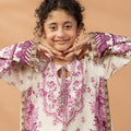 2 Piece Printed & Embroidered Mat-Satin Kaftan
