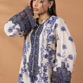 2 Piece Printed & Embroidered Mat-Satin Kaftan