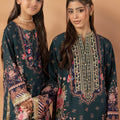 2 Piece Printed & Embroidered Mat-Satin Kaftan