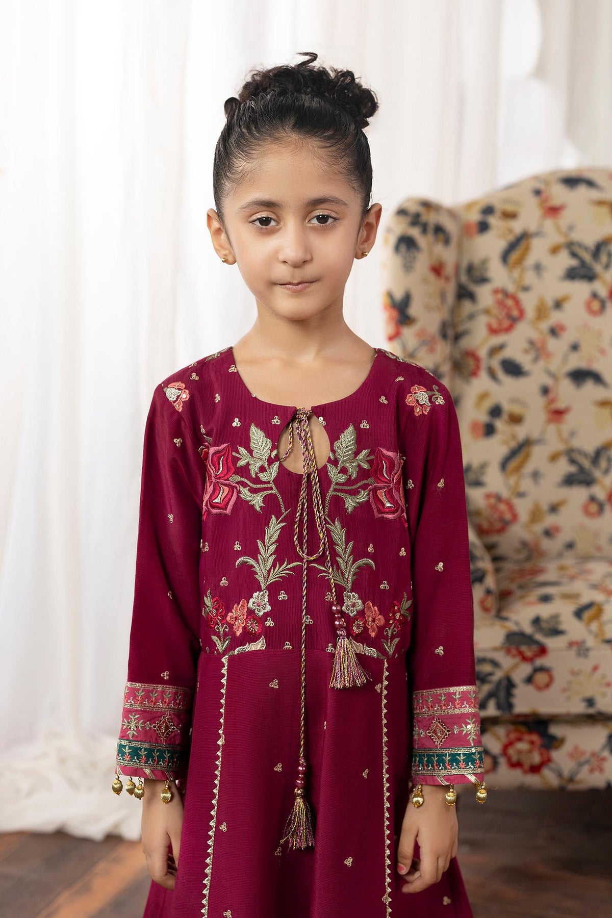2 Piece Embroidered Raw-Silk Frock
