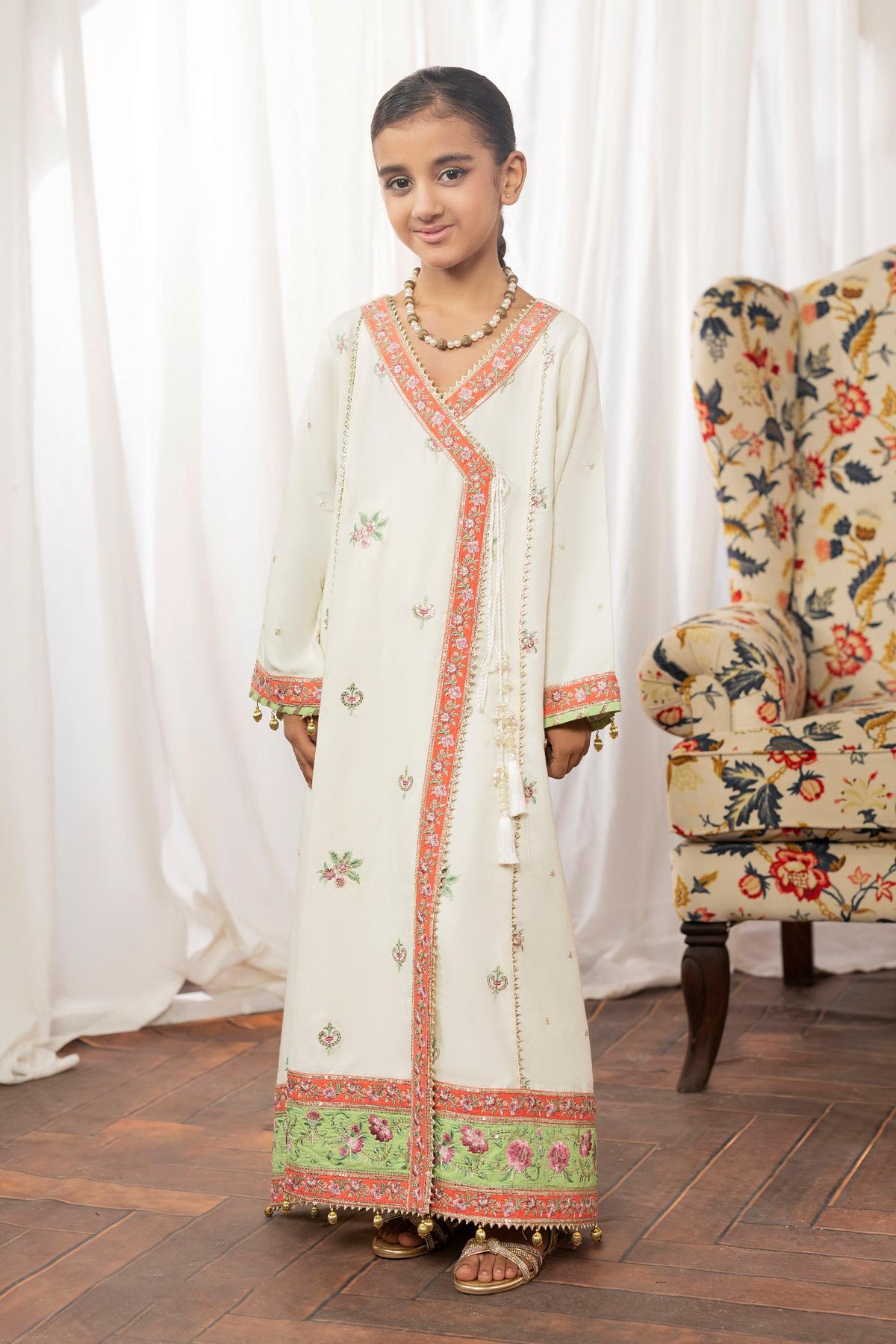 2 Piece Embroidered Raw-Silk Angrakha